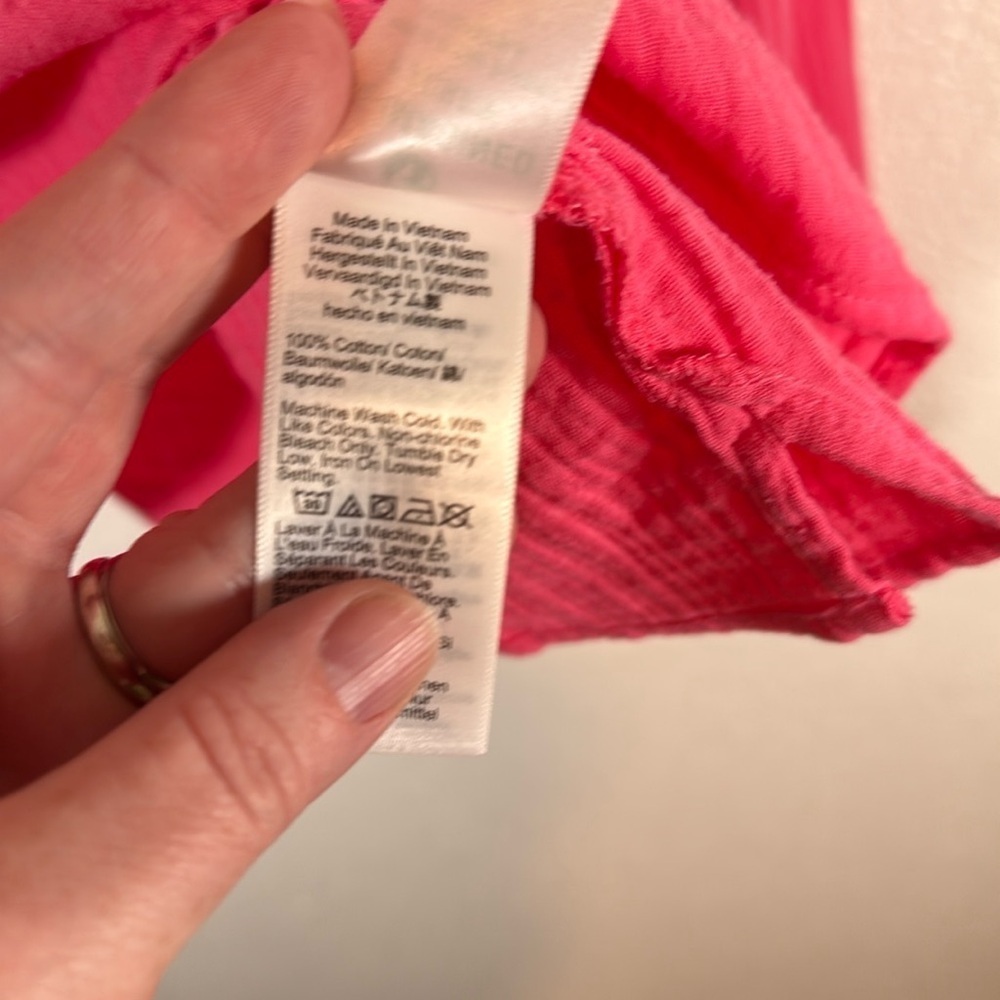 J. Crew Pink 1/2 Button Gauzy Cotton Pop Over Blouse Size Medium - Picture 4 of 7
